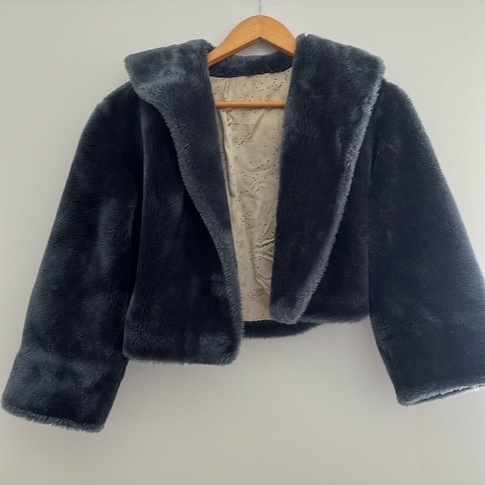 Vintage 50’s Borgana Faux Fur Cropped Blue Jacket